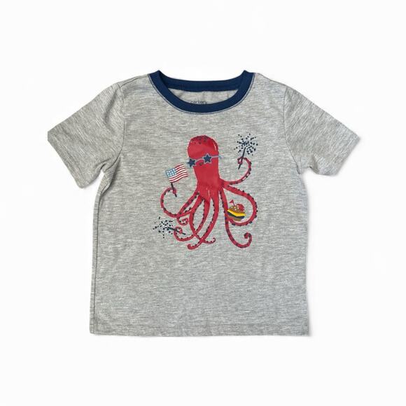 Carters Boys 5T Summer Octopus Patriotic Shorts Pajama Set - Picture 2 of 4